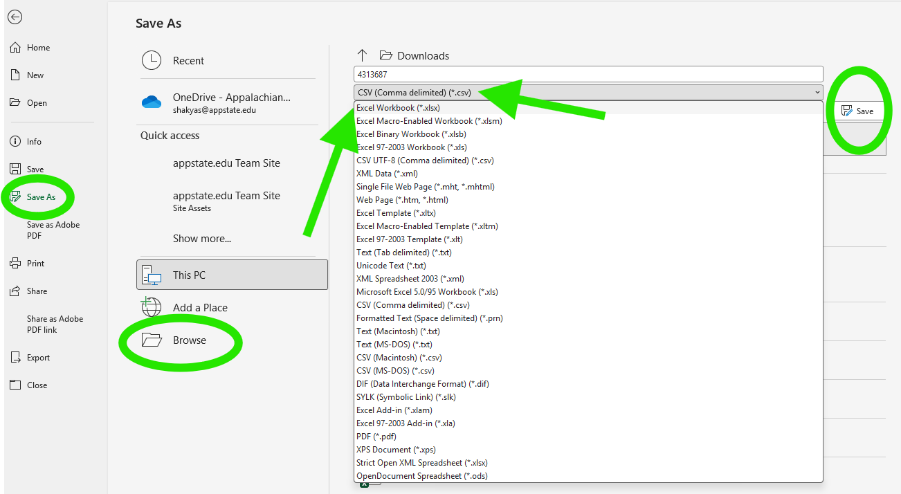 Use the link in NCEI's email to download the custom extract, then open the CSV in Excel and save the workbook as .xlsx with your module file name.